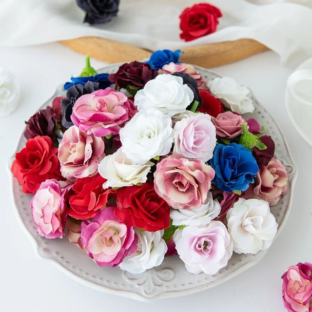ZQCY Künstliche Seidenrosen Tee-Knospen in Multicolour für Hochzeiten und DIY-Dekorationen - Bild 1