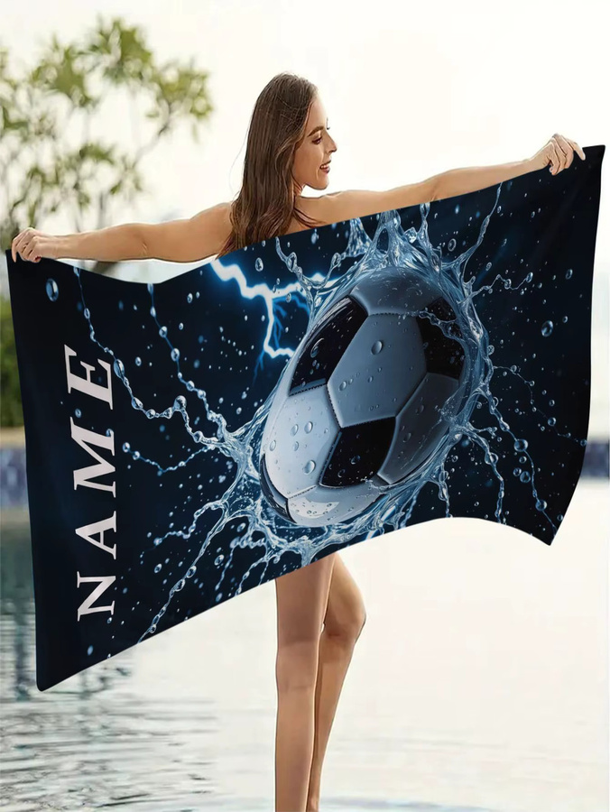 SRH Fußball Strandtuch mit personalisiertem Namen, schnell trocknendes Microfaser Badetuch für Erwachsene und Kinder, B/H: 150 x 75 cm - Bild 2