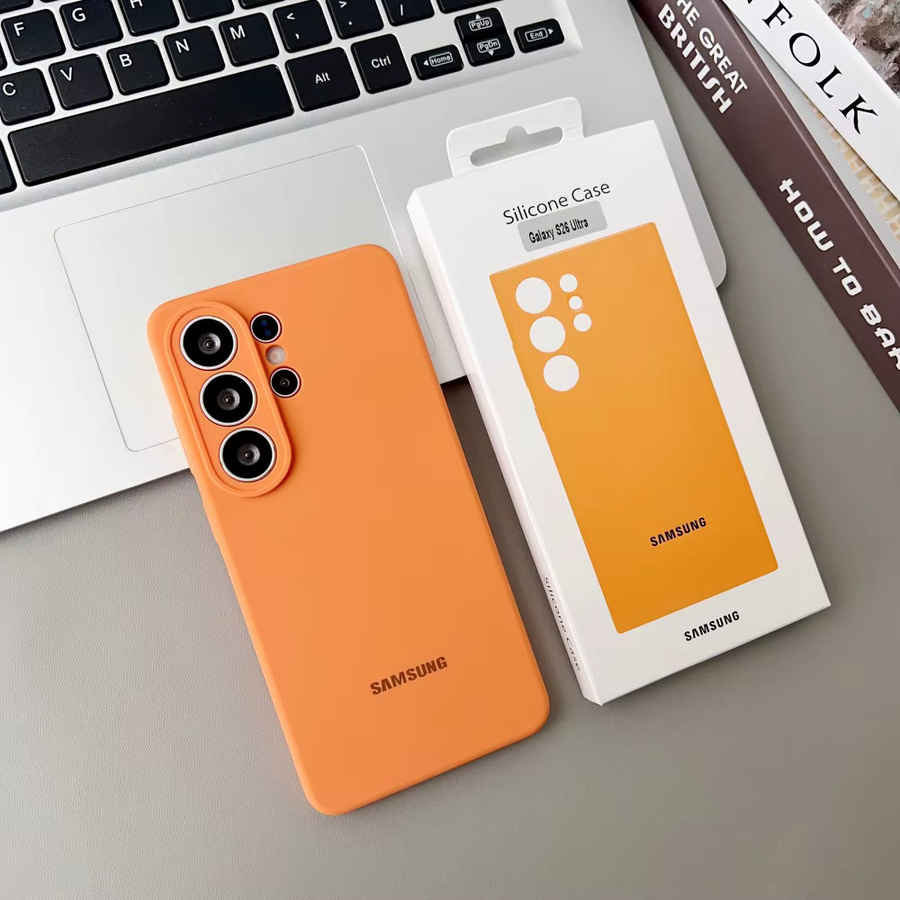 Hochwertige Flüssigsilikon-Schutzhülle für Samsung S26, S25 Ultra, S25 Plus und S24 in Orange - Bild 2