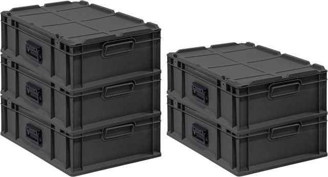 PROREGAL Supersparset 5x Eurobox Nextgen Portable Transportbehälter Schwarz, H x B x T: 18,5 x 40 x 60 cm, 34 Liter - Bild 1
