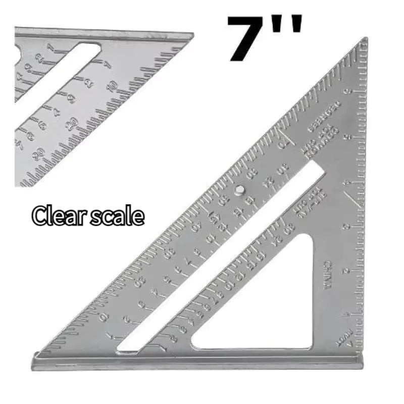 Präzises 7-Zoll Dreieckslineal aus Aluminiumlegierung in Silber für die Holzbearbeitung und Messung - Bild 2