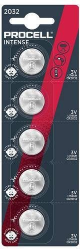 PROCELL Lithium-Knopfzelle CR2032 3V Intense, 5 Stück, Silber - Bild 1