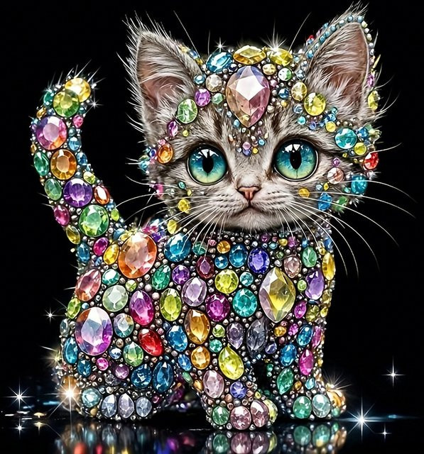 EverShine 5D-Diamantgemälde Katze DIY-Stickerei Mosaik Bastelset für Erwachsene in Multicolour, B/B/H: 20 x 20 x 20 cm - Bild 1