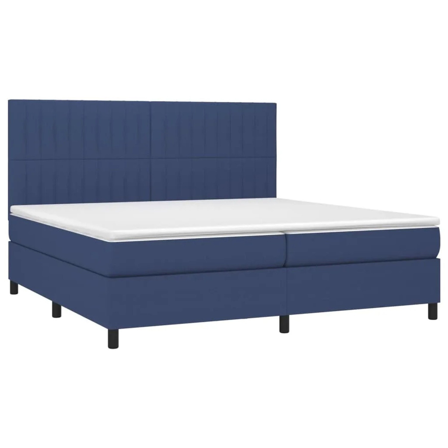 vidaXL Boxspringbett mit Matratze und LED-Beleuchtung in Blau, Hybrid-Bett mit USB-Anschluss und Taschenfederkern, B/T/H: 200 x 203 x 128 cm - Bild 2