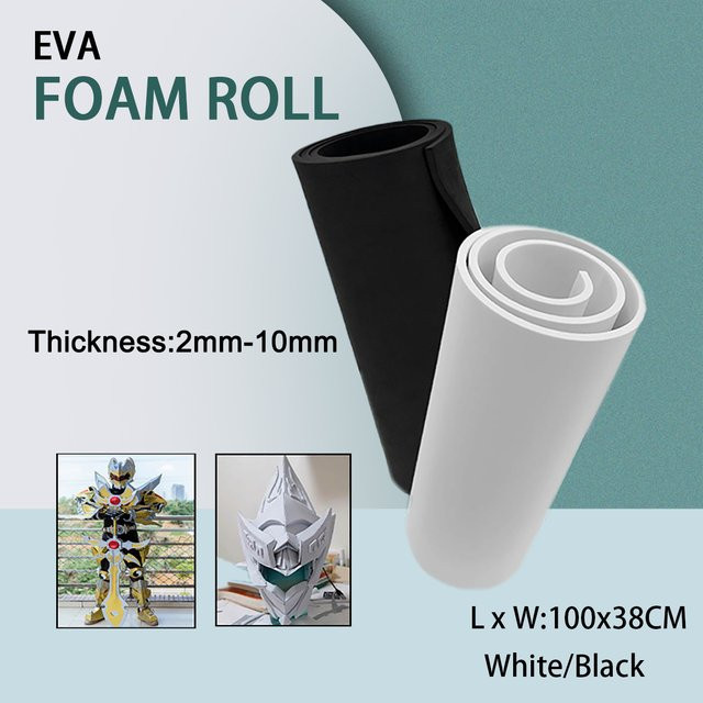 Weiße EVA-Schaumrolle für DIY-Cosplay und Bastelprojekte, Dicke: 2 mm bis 10 mm, Breite: 99 cm, Länge: 38 cm - Bild 1