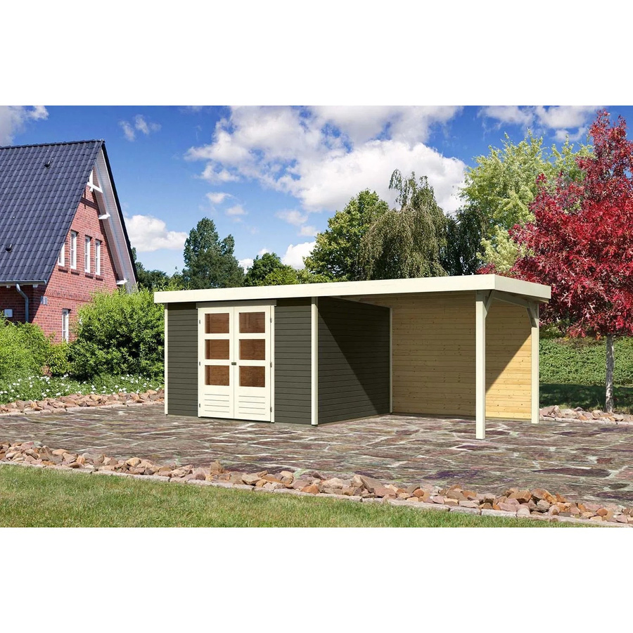Karibu Holz-Gartenhaus Boras in Terragrau mit Flachdach und modernem Design, B/T/H: 298 x 242 x 211 cm - Bild 2