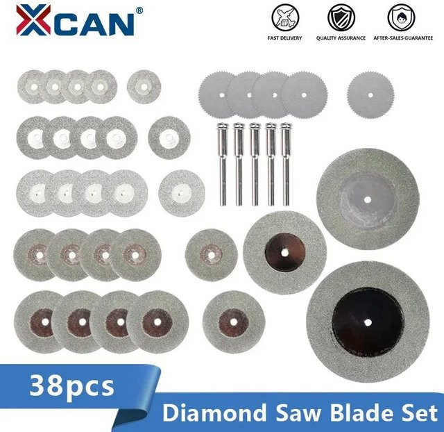 XCAN 38 Stück Diamant-Trennscheiben Set für Dremel-Drehwerkzeug-Zubehör mit Größen von 18 bis 60 mm - Bild 1