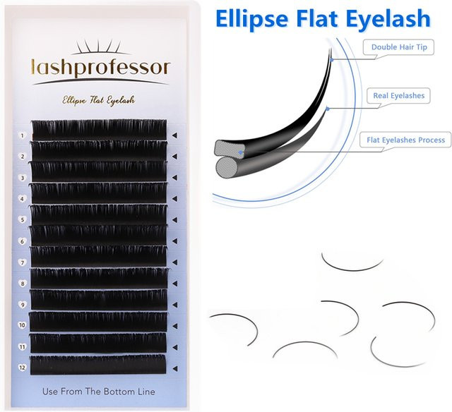 Lashprofessor Ellipse Flat Volume Wimpernverlängerungen, Dunkelschwarz, Matt - Bild 1
