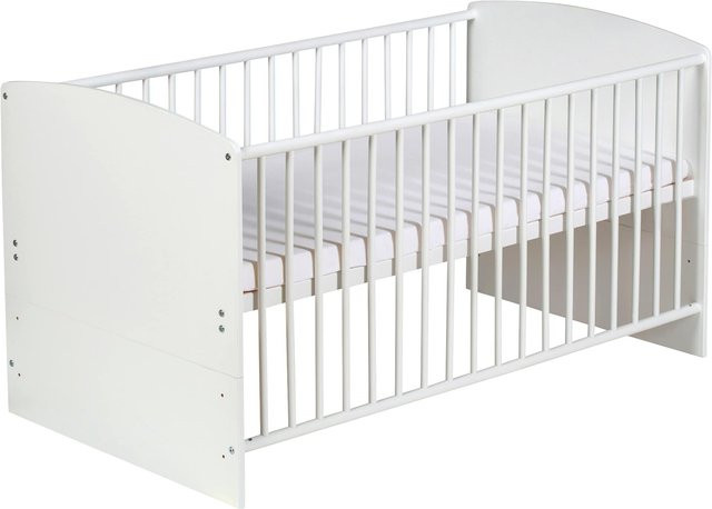 Schardt Babybett Classic White mit Ausstattung und Dschungel-Motiven aus Buche, Farbe: Weiß, B/T/H: 70 x 140 x 79,5 cm - Bild 1