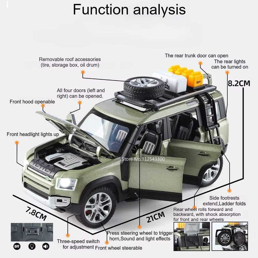 RMZ city Land Rover Defender 110 Range Rover SV, Automodell, 1:24, mit Licht und Sound - Bild 2