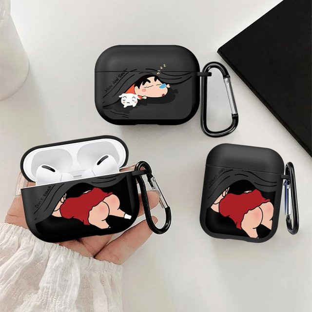 Crayon Shinchan Kopfhörerhülle in Schwarz für AirPods Pro, Pro 2, Pro 3, AirPods 1, 2, 3 und 4 - Bild 1