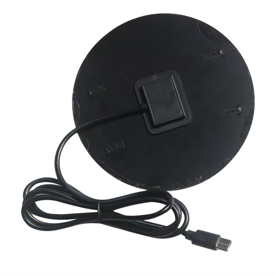 Kompaktes Solarpanel-Ladegerät in Schwarz mit 1,2 W, Typ-C-Ausgang (5V, 210 mA) und 1000 mm USB-Kabel, Durchmesser: 110 mm - Bild 4