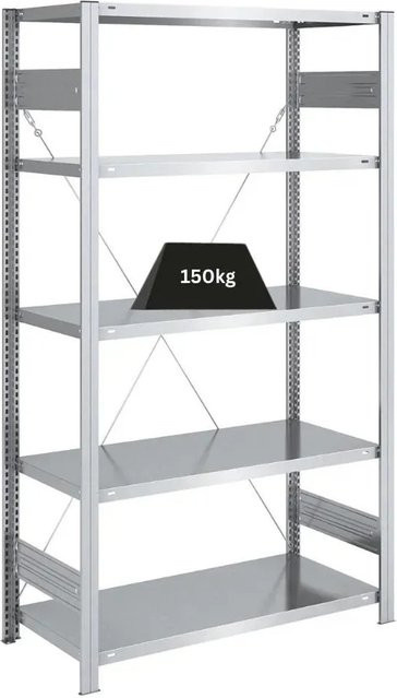 PROREGAL Schwerlastregal Silver Mamba aus verzinktem Stahl mit 5 verstellbaren Ebenen, H x B x T: 200 x 100 x 50 cm - Bild 1