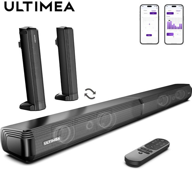 ULTIMEA Apollo S40 Serie 2,2-Kanal TV-Soundbar mit 100 W, abnehmbare 2-in-1 Bluetooth-Soundbar in Schwarz mit einstellbarem Bass und 3 EQ-Modi - Bild 1