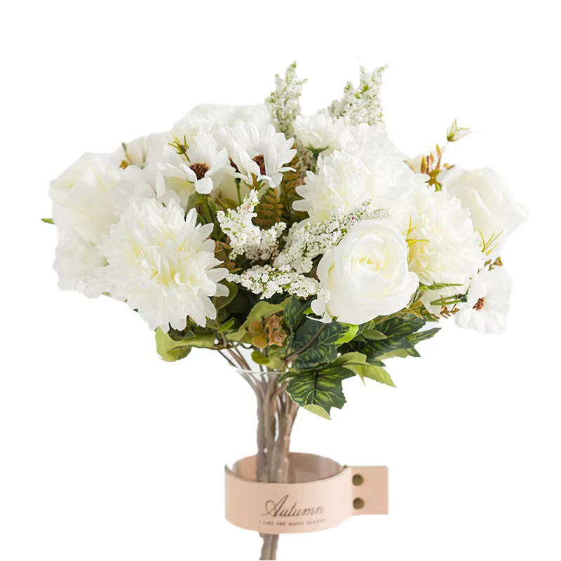 XIAOYINMO Künstlicher Rosenkranz in Weiß für Hochzeit und Dekoration - Bild 2