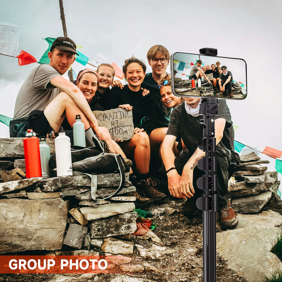 NeePho NP-2588 Multi-Winkel Aluminium-Stativ Selfie-Stick mit Cold-Shoe-Halterung in Schwarz, 180 cm Höhe, kompatibel mit Handys und Kameras - Bild 3