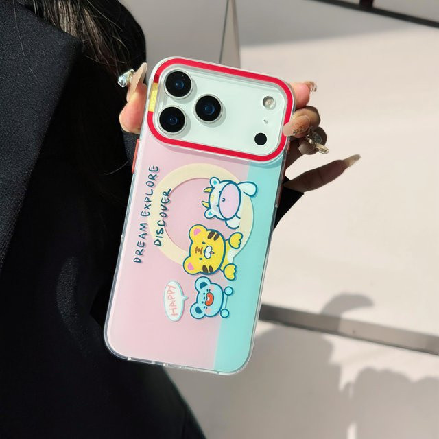 JINHR MagSafe Schutzhülle mit Cartoon Tier Motiv für iPhone 17 16 15 14 13 Pro Max, Anti-Kollision und Stoßfest, Farben: Rot und Mehrfarbig - Bild 1