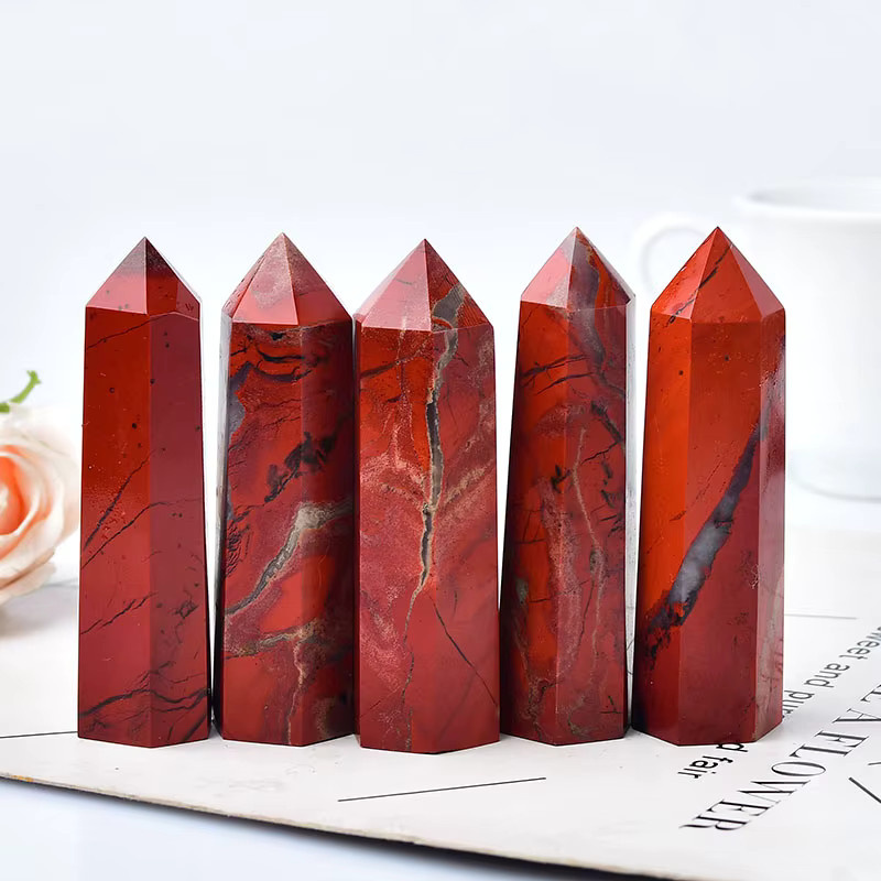 RYCRYSTAL Roter Jaspis Kristall Obelisk als Naturstein Ornament in Rot - Bild 2