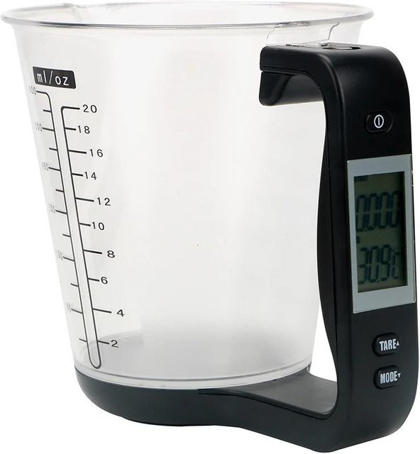 Oudun Digitale Küchenwaage mit Messbecher und LCD-Display, 1000 g Kapazität, 600 ml Volumen - Bild 1