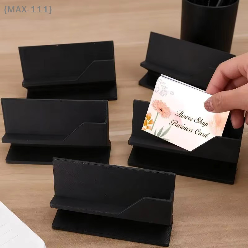 Minimalistischer Visitenkartenhalter F2-MAX111 aus Kunststoff in Schwarz als Desktop-Organizer zur Aufbewahrung und Präsentation von Karten - Bild 4