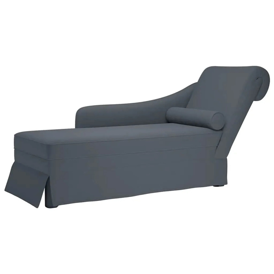 vidaXL Chaiselongue mit Nackenrolle und rechter Armlehne aus Samt in Dunkelgrau, B/T/H: 145 x 70 x 56 cm - Bild 2