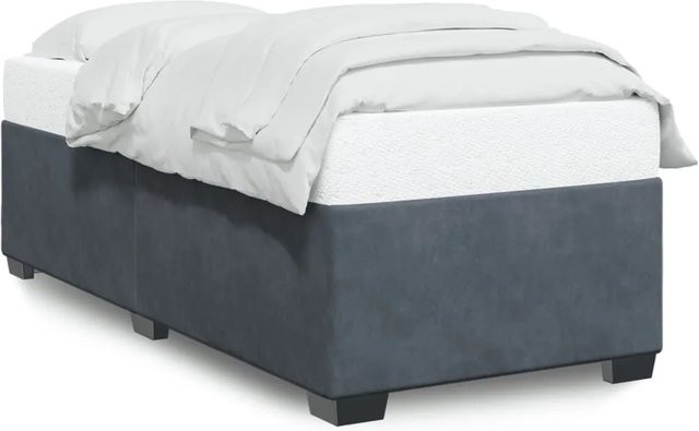 vidaXL Bettgestell aus Samt in Dunkelgrau, B/T/H: 90 x 190 cm - Bild 1
