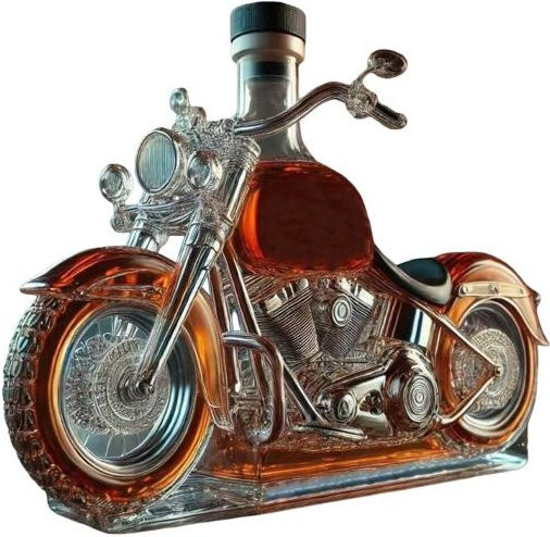 Arabella Whisky Karaffe aus Glas mit Motorrad Design in Schwarz und Transparent - Bild 1