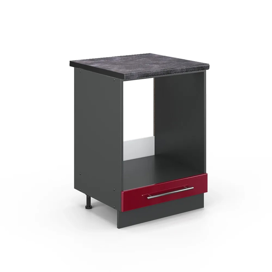 Vicco Herdumbauschrank Fame-Line in Bordeaux Hochglanz und Anthrazit, Breite: 60 cm, Höhe: 82 cm, Tiefe: 60 cm - Bild 2