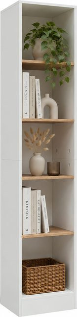 VCM Bücherregal für Aktenordner in Weiß, modernes Büroregal mit 5 Fächern für dein Homeoffice, H x B x T: 183 x 38 x 30 cm - Bild 1