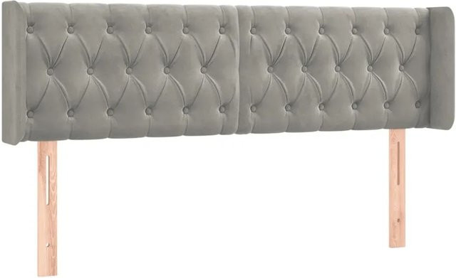 vidaXL LED Kopfteil aus Samt in Hellgrau mit USB-Ladeport und integrierter Beleuchtung, B/T/H: 163 x 16 x 78/88 cm - Bild 1