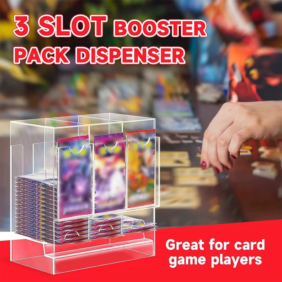 FangNymph Booster-Pack-Spender aus Acryl mit 3 Fächern, transparente Aufbewahrungsbox und Deck-Vitrine für Sammelkarten - Bild 4