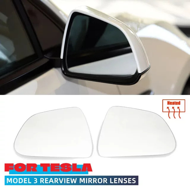 Phirikes Weitwinkel-Rückspiegel Ersatzglaslinse für Tesla Model 3, L/R 800R mit großem Sichtfeld, transparent - Bild 1