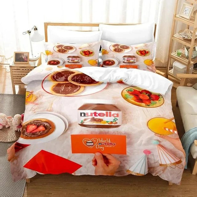 Lodestar Nutella Bettwäsche-Set mit Bettbezug und Kissenbezug, Beige/Mehrfarbig, Microfaser, Breite: 70 cm, Länge: 133 cm - Bild 1
