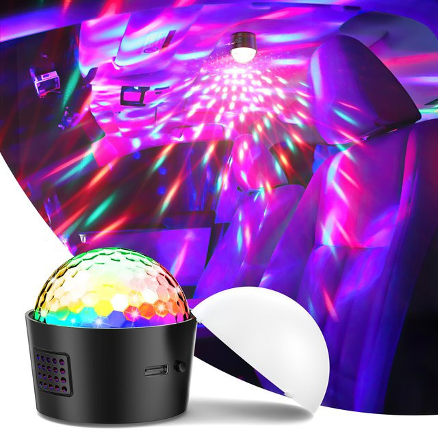 U'King 2er-Set LED Disco Licht Mini Magic Ball mit Soundaktivierung, RGB Multicolour Effekt für DJ, KTV und Bar, Schwarz - Bild 1