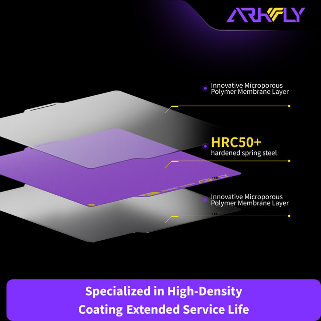Arkfly Cobweb Cool Build Plate in Purple für FDM 3D-Drucker kompatibel mit Bambulab P2S X2D H2D H2C A1 X1 P1 A2L A1 Mini Flashforge AD5X Voron 300/350 K1 K2 U1 QIDI Plus - Bild 1