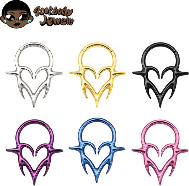 ZOORBODY JEWELRY Septum Piercing, Titan, Tribal Fangs Scharnier Clicker - Bild 1