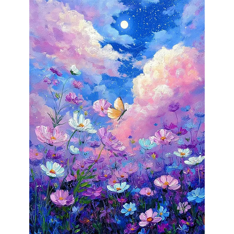 HUACAN Diamantmalerei Kirschblüten Set mit runden AB Perlen in Multicolour, Durchmesser: 20 cm, Höhe: 20 cm, Tiefe: 30 cm - Bild 5