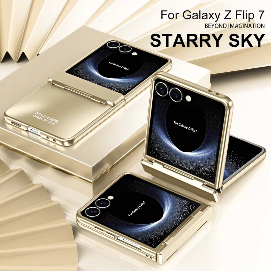 Luxuriöse Handyhülle mit Stern-Beschichtung für Samsung Galaxy Z Flip 7, 6, 5, 4, 3 in Gold, stoßfest und rutschfest - Bild 2