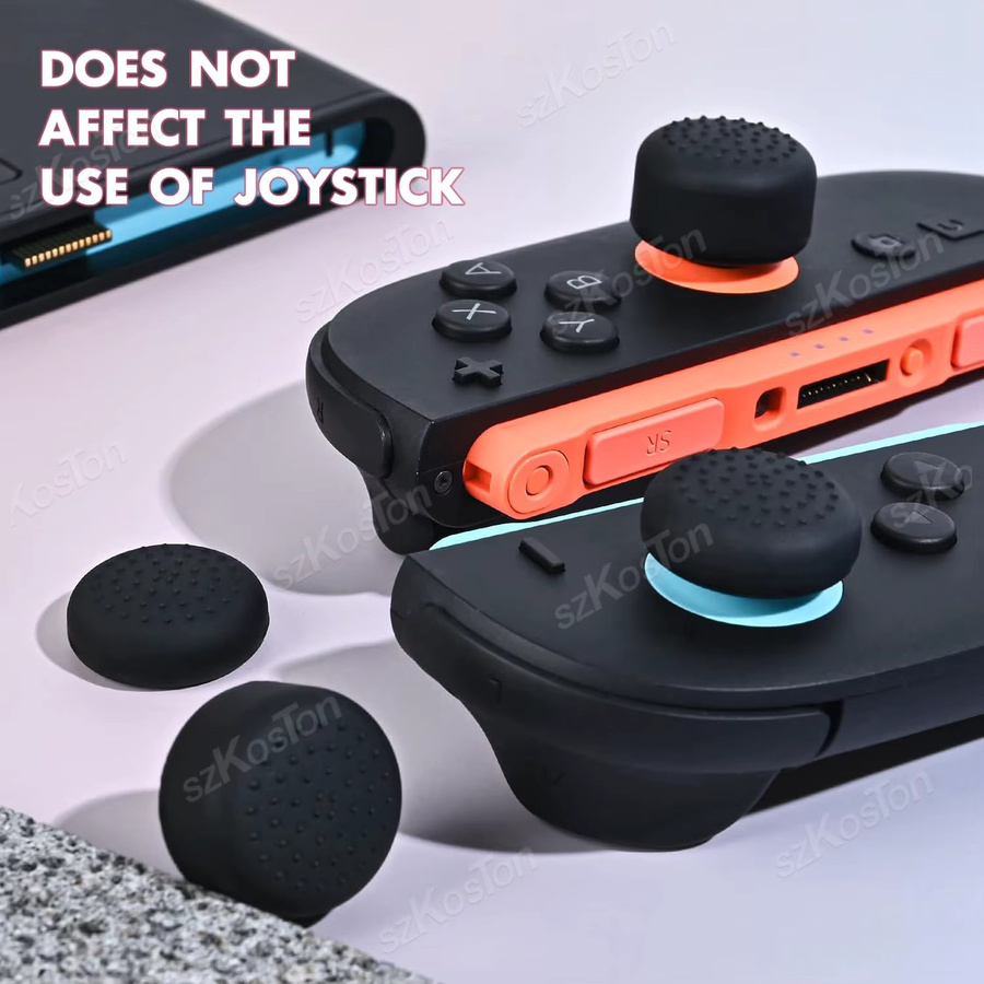 4er-Set Silikon Daumen Griffe Kappen für Nintendo Switch als rutschfeste Joystick Abdeckung in Schwarz - Bild 3