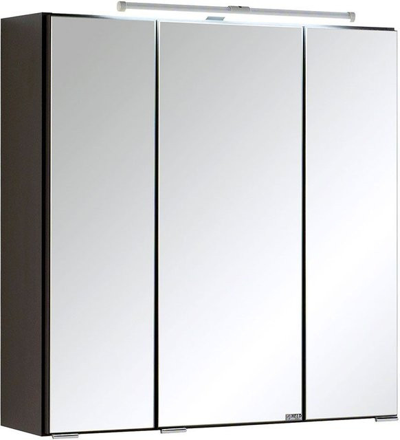 HELD Bologna 3D Spiegelschrank mit LED-Aufbauleuchte in Graphitgrau, Breite: 60 cm, Höhe: 64 cm, Tiefe: 19,5 cm - Bild 1