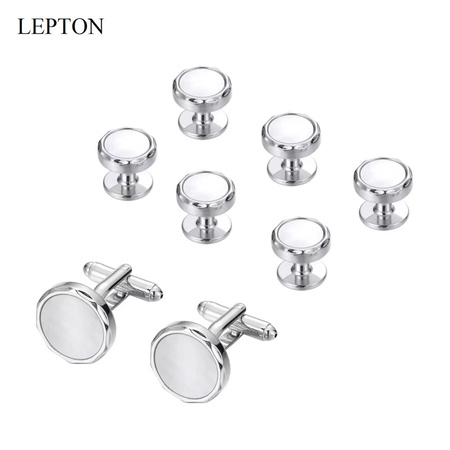 LEPTON Manschettenknöpfe, Perlmutt, Silber, Herren