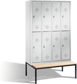 C+P Doppelstockspind Classic mit Sitzbank, 8 Fächer, Farbe Lichtgrau, H: 209 cm, B: 119 cm, T: 50 cm/81,5 cm - Bild 1