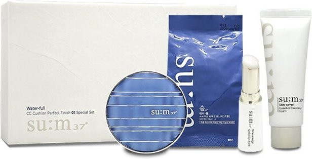 su:m37 Water-full CC Cushion Perfect Finish, 01 Light Beige, 4 Teile Set - Bild 1
