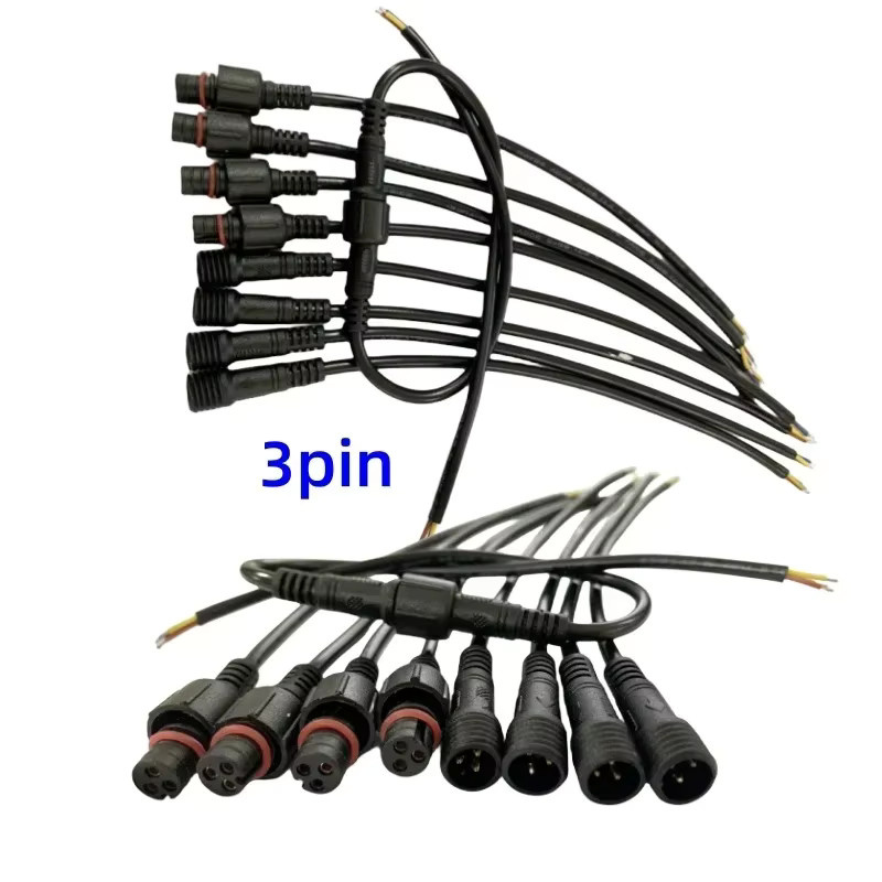 SAGE LU MEI Wasserdichte LED-Stecker auf Buchse mit Kabel, 2-polig bis 5-polig, Farbe: Schwarz, Kabellänge: 40 cm - Bild 2