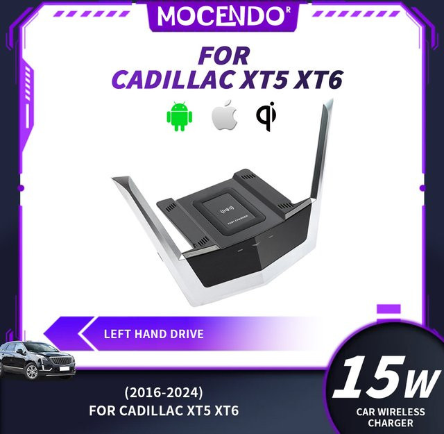 MOCENDO Kabelloses Autoladegerät mit USB-Ladepad für Cadillac XT5 2016-2024 und XT6 2020-2024 in Schwarz - Bild 1