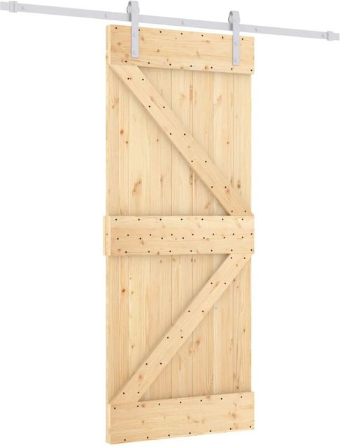 vidaXL Schiebetür aus Massivkiefer in Natur und Weiß, B: 85 cm, H: 210 cm - Bild 1