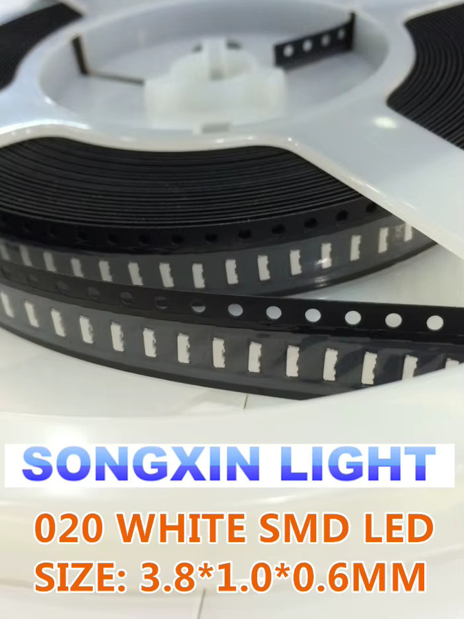 20 Stück SMD LED 020 Weiß Seitenansicht CW 3,8 x 1,0 x 0,6 mm 6000–9000 K - Bild 3