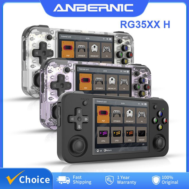 Anbernic RG35XX H Handheld-Spielekonsole in Schwarz mit 3,5 Zoll IPS-Bildschirm, 64 GB Speicher und 3300 mAh Akku für Retro-Videospiele - Bild 1