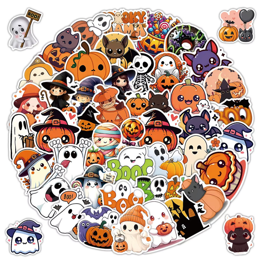 50-teiliges Set klassische Halloween-Aufkleber von RecordingYourLife Store in Multicolour für Notizbücher, Handyhüllen und Tagebücher - Bild 2