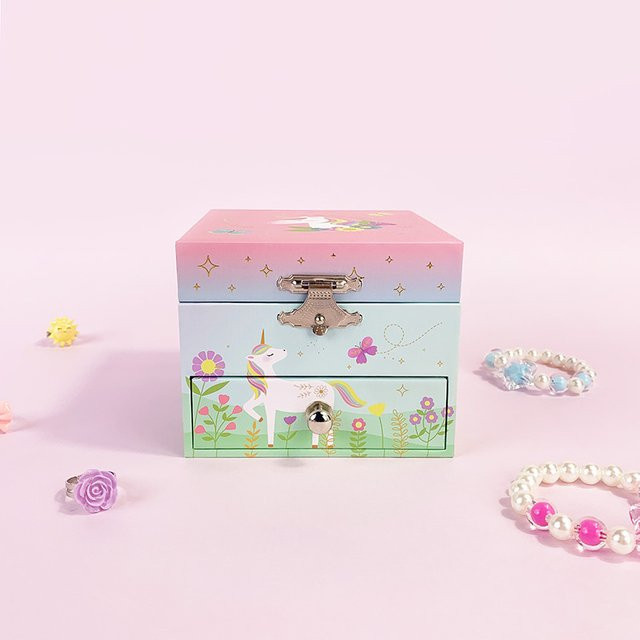 Jewelkeeper Mädchen-Spieluhr mit Einhorn-Puppe und Schublade in Pink und Multicolour - Bild 1